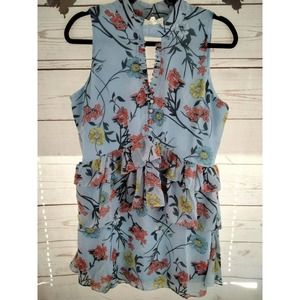 Loveriche Boutique Blue Floral Ruffled Dress SZ L